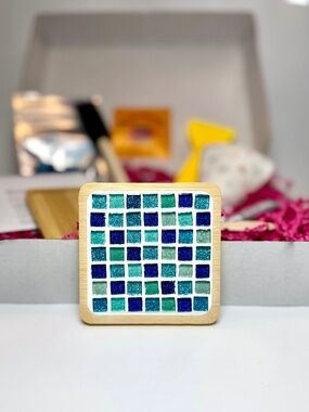 DIY Mosaic Tile Coaster Making Kit - Blue